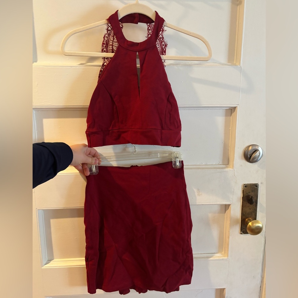 Lulus two piece burgundy dress